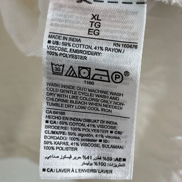 Old Navy Womens XL Embroidered Peasant Blouse Gauzy Cotton Boho Floral Shirt - Picture 5 of 11